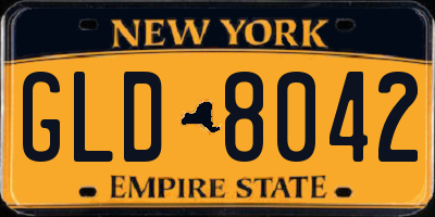 NY license plate GLD8042