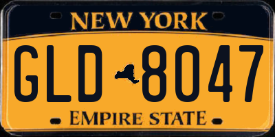 NY license plate GLD8047