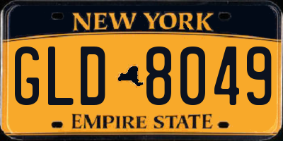 NY license plate GLD8049