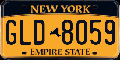 NY license plate GLD8059