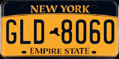 NY license plate GLD8060