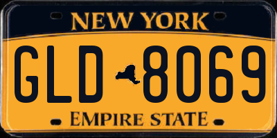 NY license plate GLD8069
