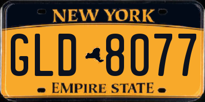 NY license plate GLD8077