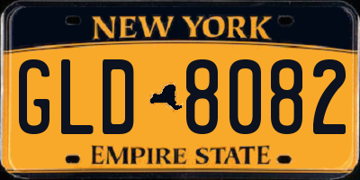 NY license plate GLD8082