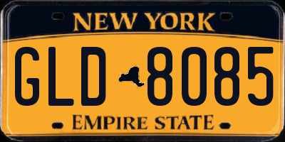NY license plate GLD8085