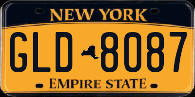 NY license plate GLD8087