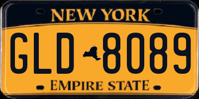 NY license plate GLD8089