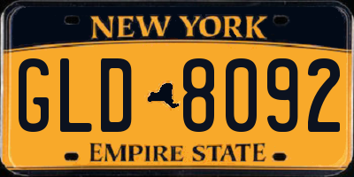 NY license plate GLD8092