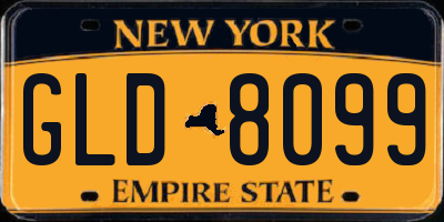 NY license plate GLD8099