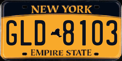 NY license plate GLD8103
