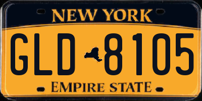 NY license plate GLD8105