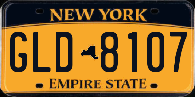 NY license plate GLD8107
