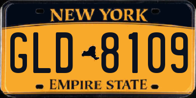 NY license plate GLD8109