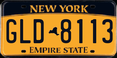 NY license plate GLD8113