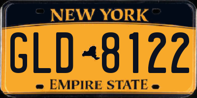NY license plate GLD8122
