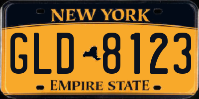 NY license plate GLD8123