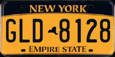 NY license plate GLD8128