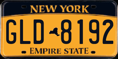 NY license plate GLD8192
