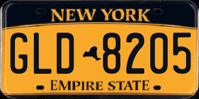 NY license plate GLD8205