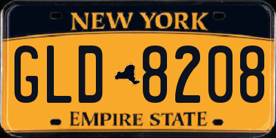 NY license plate GLD8208