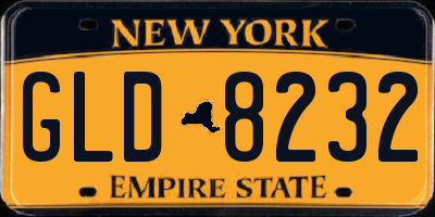 NY license plate GLD8232