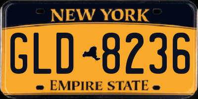 NY license plate GLD8236