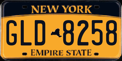 NY license plate GLD8258