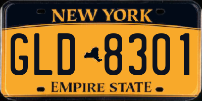 NY license plate GLD8301