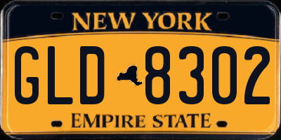 NY license plate GLD8302