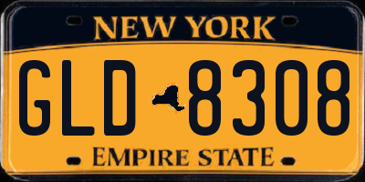 NY license plate GLD8308
