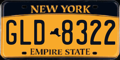 NY license plate GLD8322