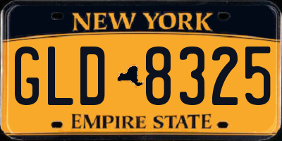 NY license plate GLD8325