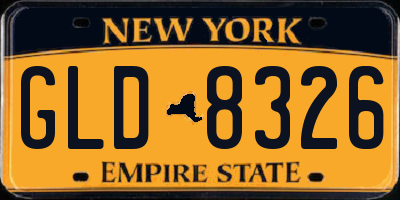 NY license plate GLD8326