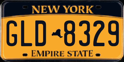 NY license plate GLD8329