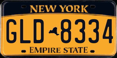 NY license plate GLD8334