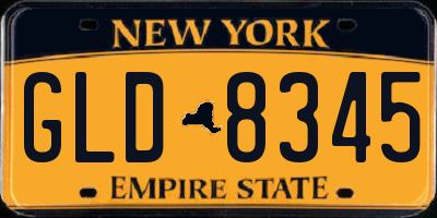 NY license plate GLD8345