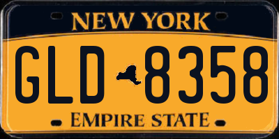 NY license plate GLD8358