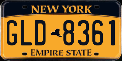 NY license plate GLD8361
