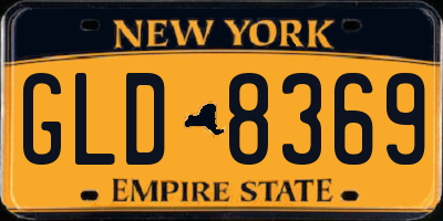 NY license plate GLD8369