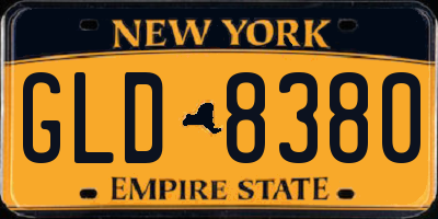 NY license plate GLD8380