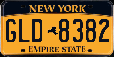 NY license plate GLD8382