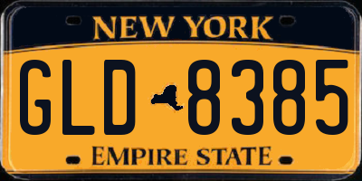 NY license plate GLD8385