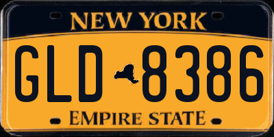 NY license plate GLD8386