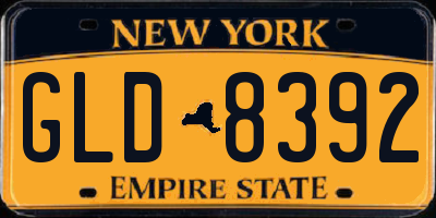 NY license plate GLD8392