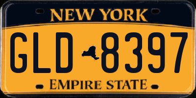 NY license plate GLD8397