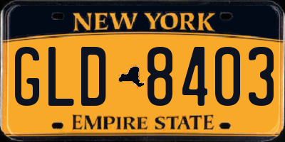 NY license plate GLD8403