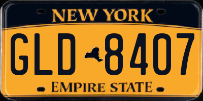 NY license plate GLD8407