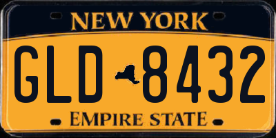 NY license plate GLD8432