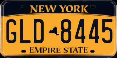 NY license plate GLD8445