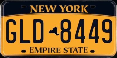 NY license plate GLD8449